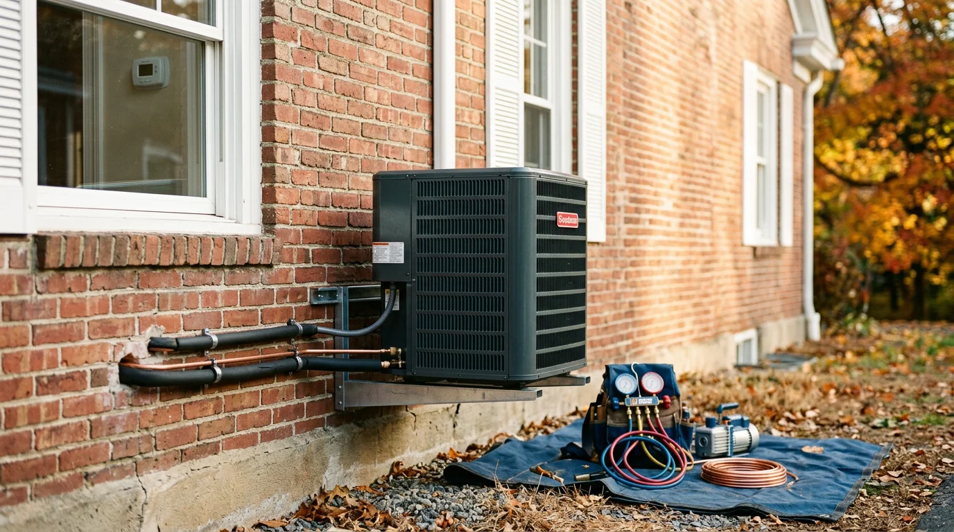 Air conditioning unit being repaired by a trained technician